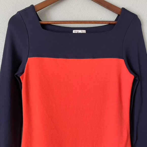 🟢 Milly Of New York Poppy Orange Blue Long Sleeve Color Block Mod 60's Dress - Picture 3 of 9